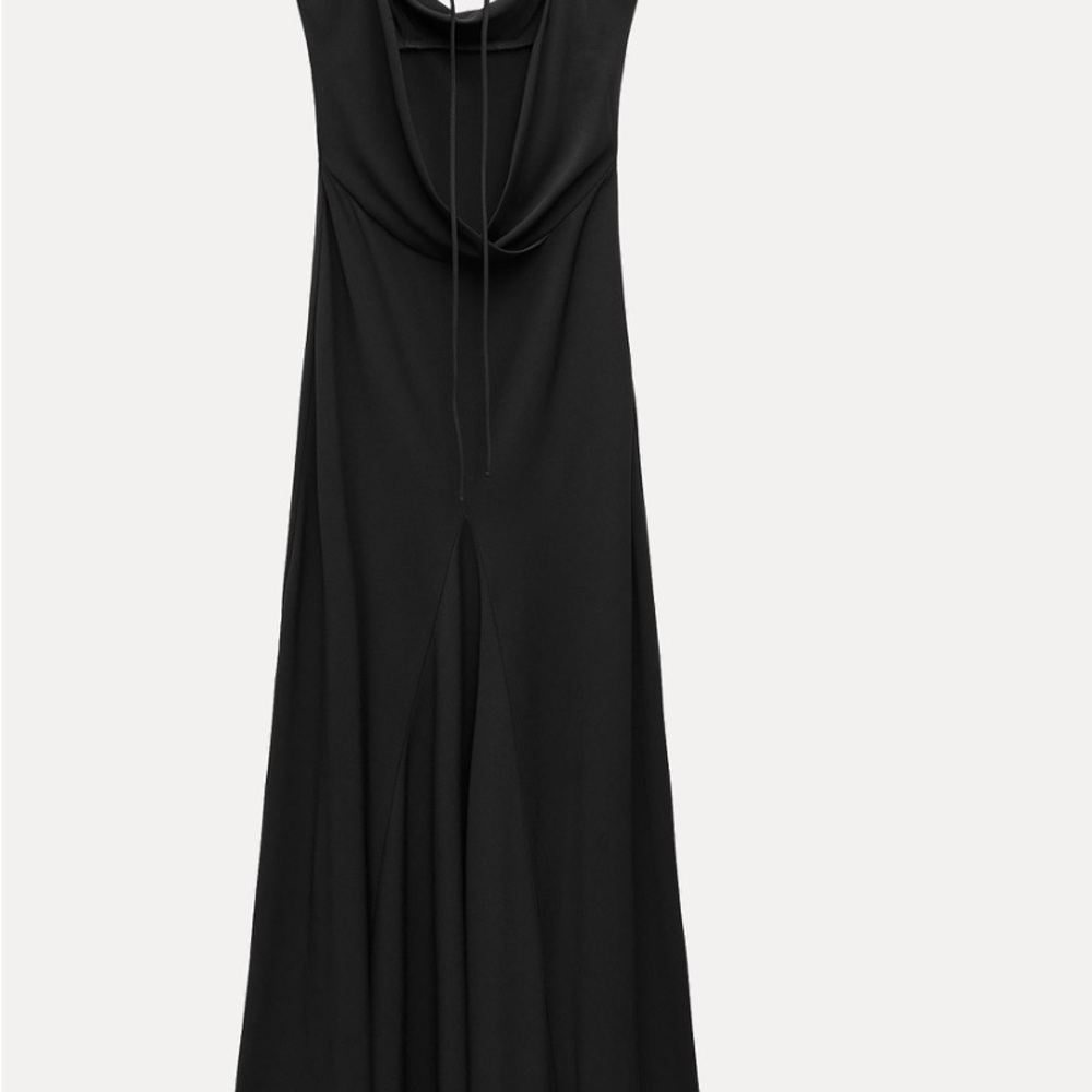 Sz M Zara DRAPED DRESS Elegant Black Women's Dress - Picture 4 of 14